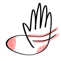 a hand with a pink stripe on it